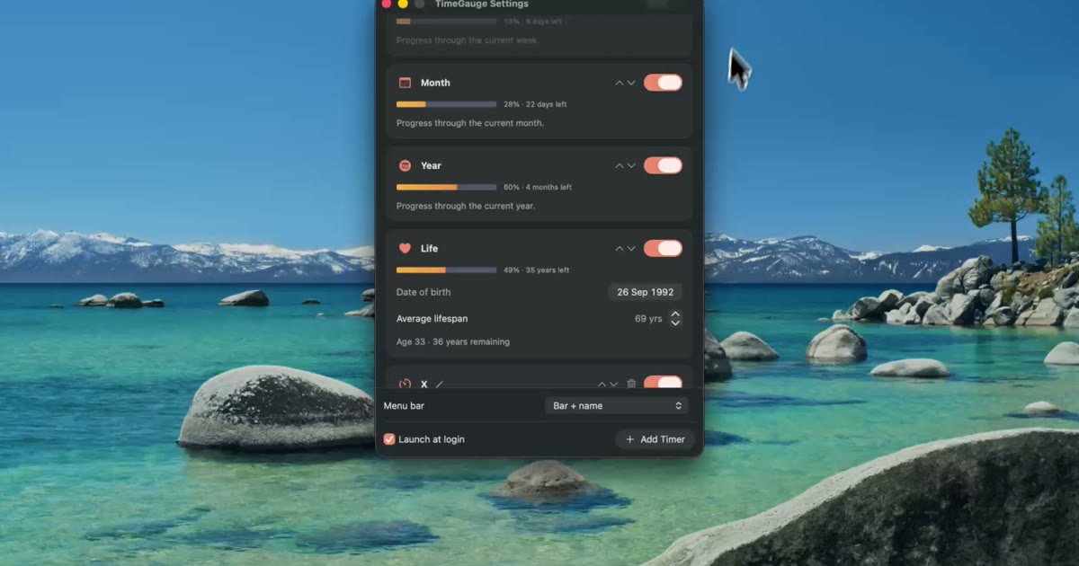 TimeGauge: Get time perspective from the Mac Menu Bar